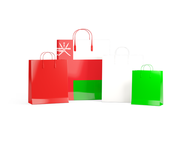 Shopping bags with flag. Download flag icon of Oman at PNG format