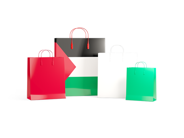 Shopping bags with flag. Download flag icon of Palestinian territories at PNG format