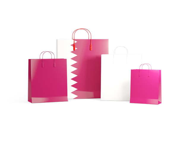 Shopping bags with flag. Download flag icon of Qatar at PNG format