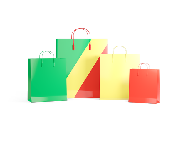 Shopping bags with flag. Illustration of flag of Republic of the Congo
