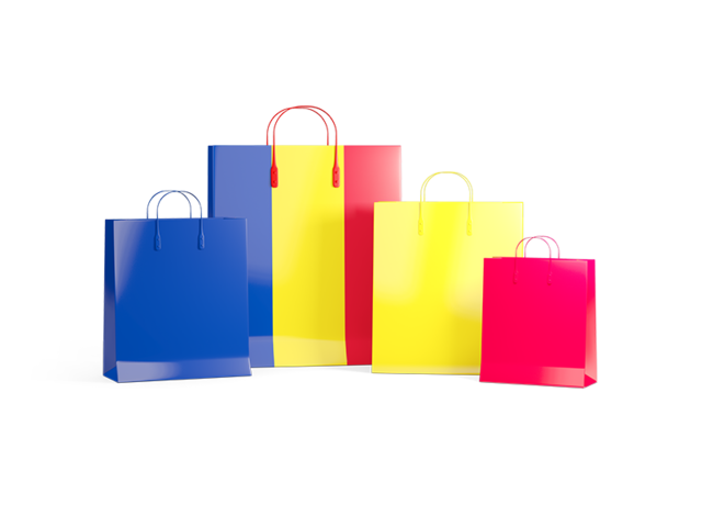 Shopping bags with flag. Download flag icon of Romania at PNG format