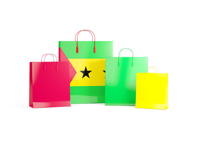 Shopping bags with flag. Download flag icon of Sao Tome and Principe at PNG format
