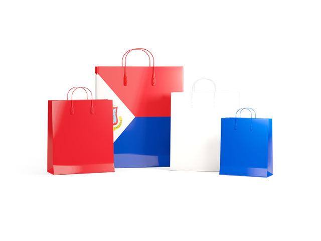Shopping bags with flag. Illustration of flag of Sint Maarten