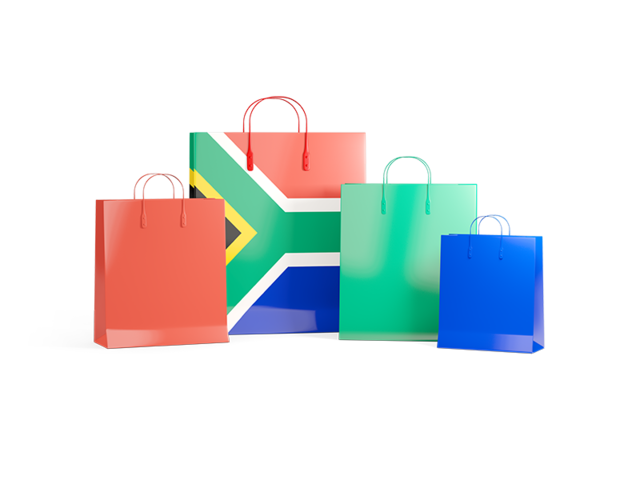 Shopping bags with flag. Download flag icon of South Africa at PNG format