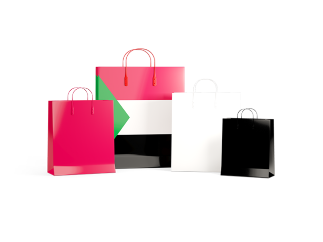 Shopping bags with flag. Download flag icon of Sudan at PNG format