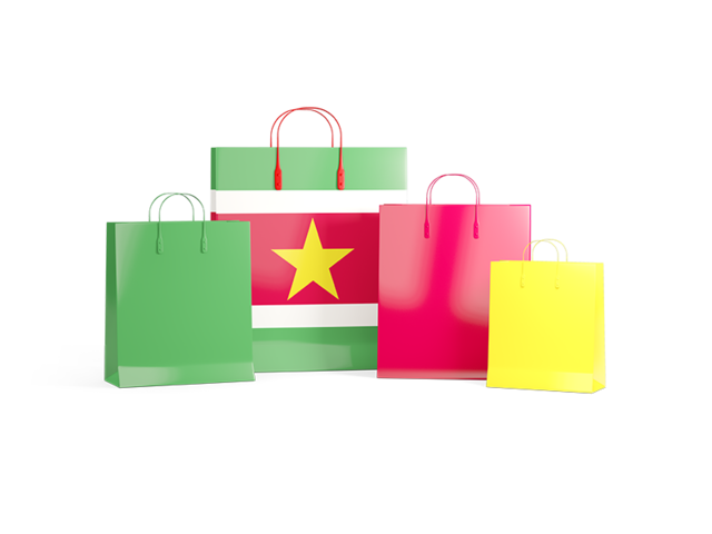 Shopping bags with flag. Download flag icon of Suriname at PNG format