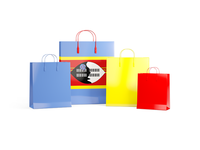 Shopping bags with flag. Illustration of flag of Swaziland