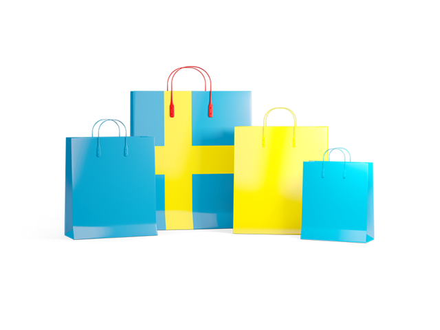 Shopping bags with flag. Download flag icon of Sweden at PNG format