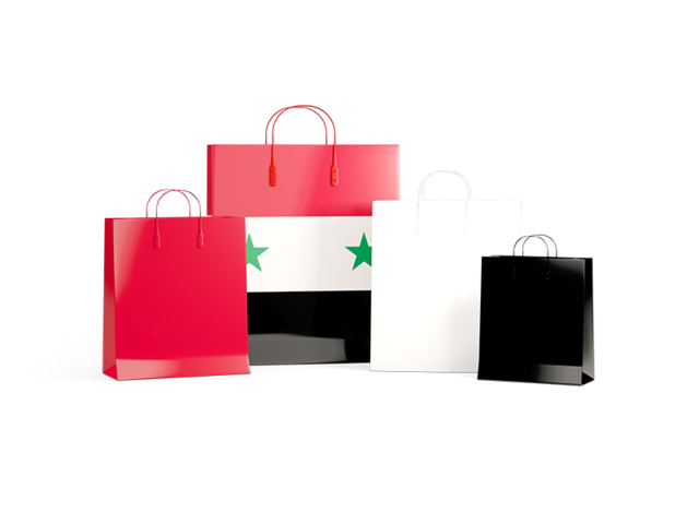 Shopping bags with flag. Download flag icon of Syria at PNG format