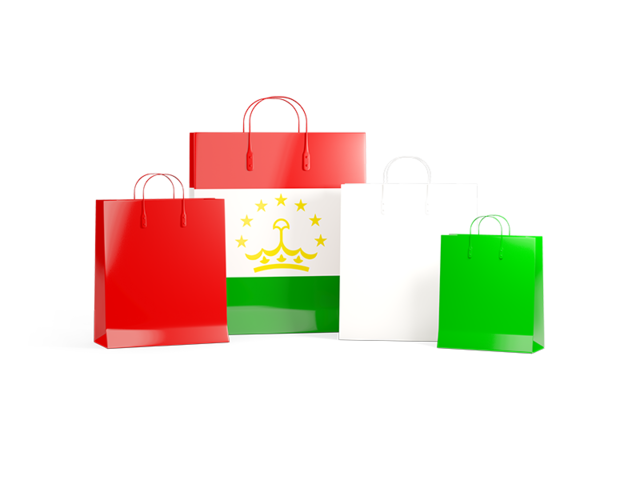 Shopping bags with flag. Download flag icon of Tajikistan at PNG format