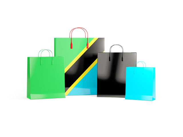 Shopping bags with flag. Download flag icon of Tanzania at PNG format