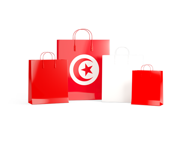 Shopping bags with flag. Download flag icon of Tunisia at PNG format