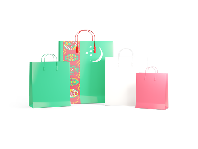 Shopping bags with flag. Download flag icon of Turkmenistan at PNG format