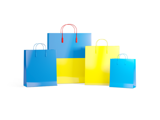 Shopping bags with flag. Download flag icon of Ukraine at PNG format