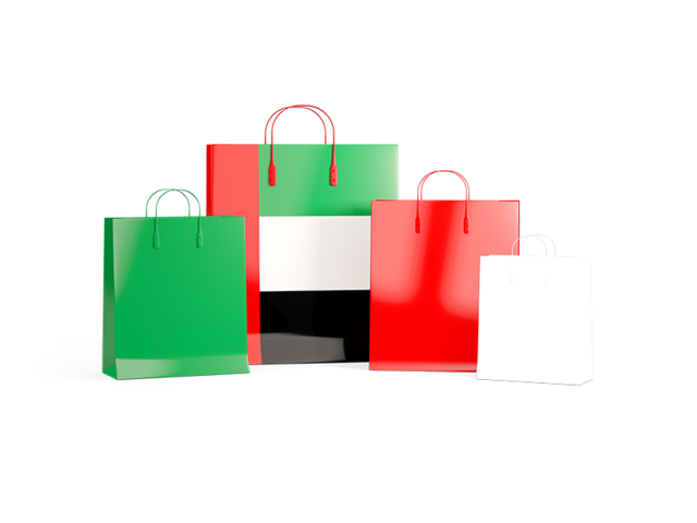 Shopping bags with flag. Download flag icon of United Arab Emirates at PNG format