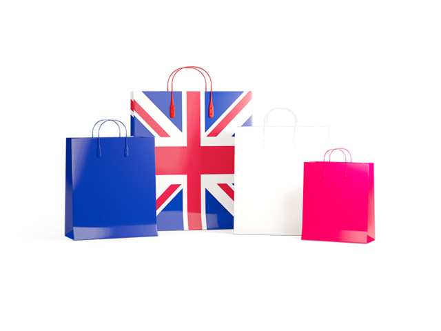 Shopping bags with flag. Download flag icon of United Kingdom at PNG format