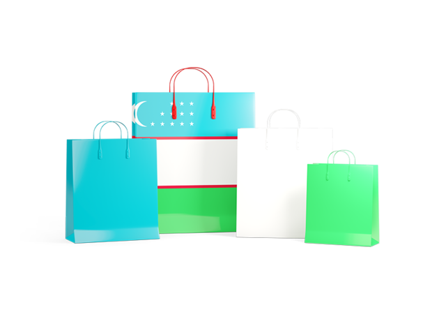 Shopping bags with flag. Download flag icon of Uzbekistan at PNG format