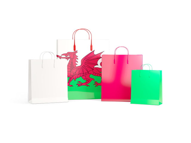 Shopping bags with flag. Download flag icon of Wales at PNG format