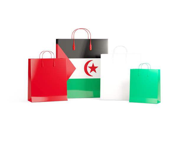 Shopping bags with flag. Download flag icon of Western Sahara at PNG format