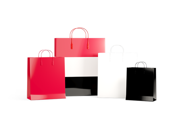 Shopping bags with flag. Download flag icon of Yemen at PNG format