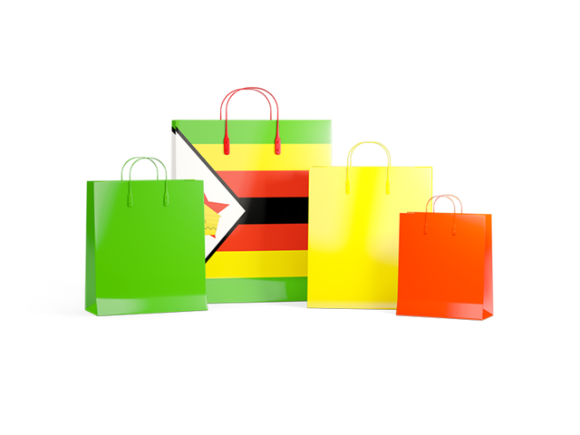 Shopping bags with flag. Download flag icon of Zimbabwe at PNG format