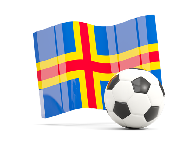 Soccerball with waving flag. Download flag icon of Aland Islands at PNG format