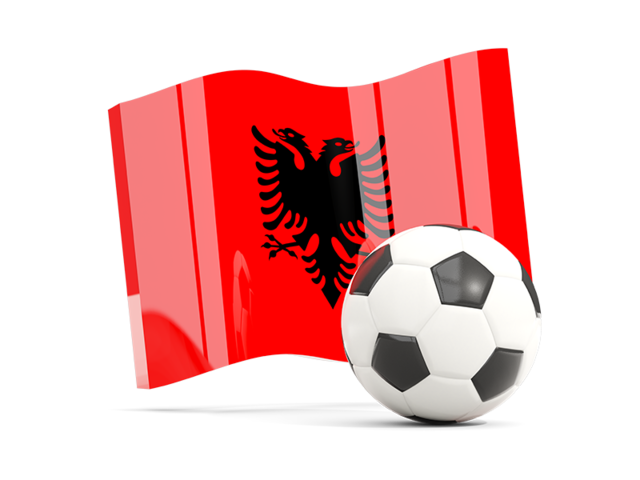 Soccerball with waving flag. Download flag icon of Albania at PNG format