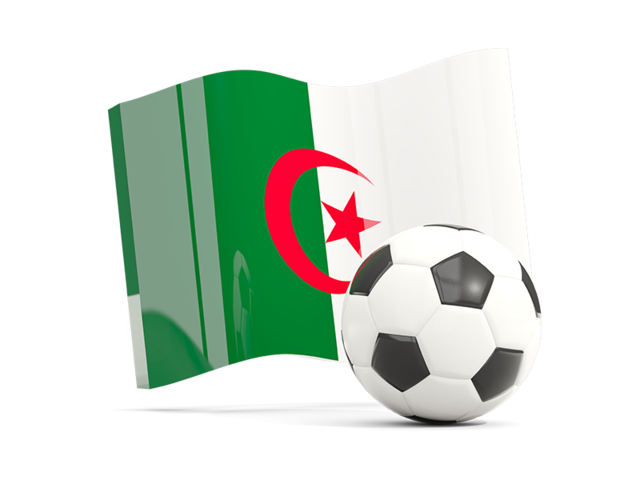 Soccerball with waving flag. Download flag icon of Algeria at PNG format