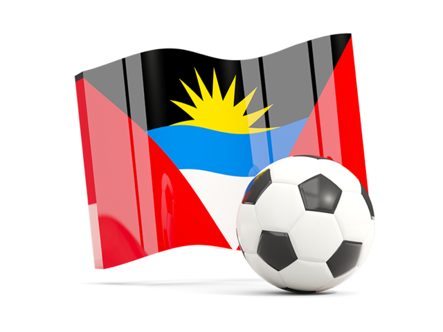 Футбольный мяч с волнистым флагом. Скачать флаг. Антигуа и Барбуда