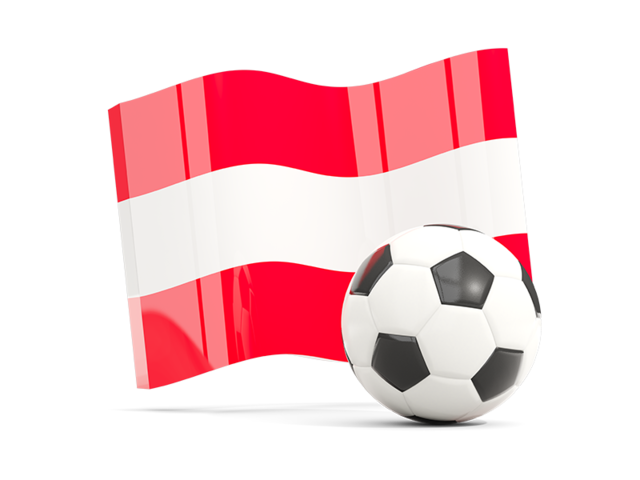 Футбольный мяч с волнистым флагом. Скачать флаг. Австрия