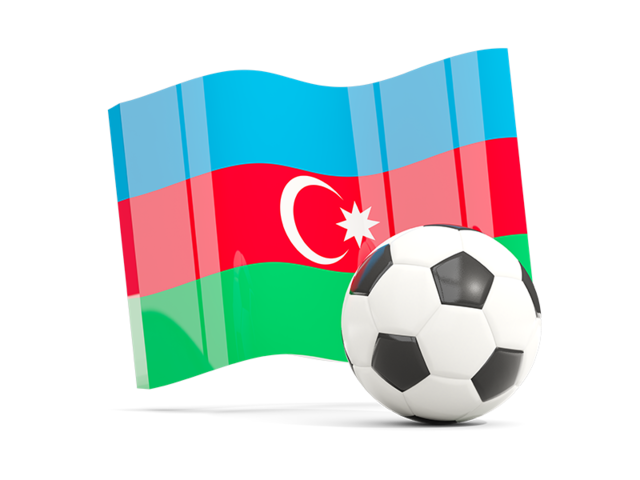 Soccerball with waving flag. Download flag icon of Azerbaijan at PNG format