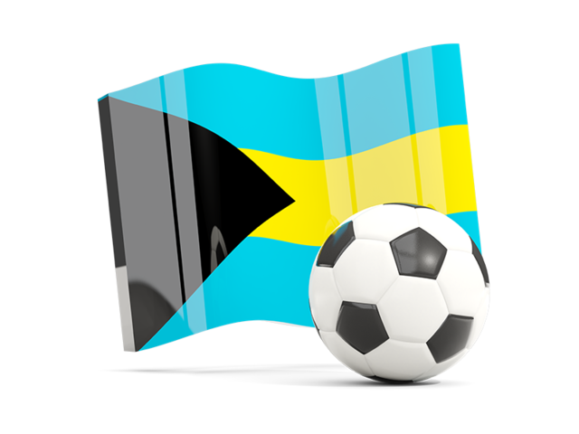 Футбольный мяч с волнистым флагом. Скачать флаг. Багамские Острова