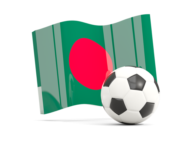 Футбольный мяч с волнистым флагом. Скачать флаг. Бангладеш