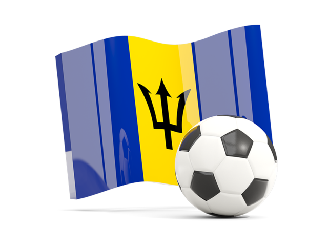 Soccerball with waving flag. Download flag icon of Barbados at PNG format