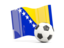 Bosnia and Herzegovina. Soccerball with waving flag. Download icon.