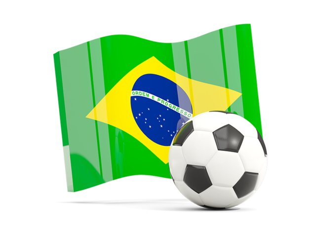 Soccerball with waving flag. Download flag icon of Brazil at PNG format