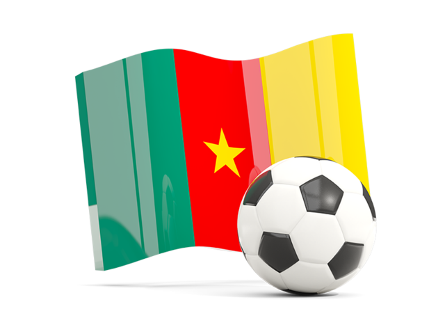 Soccerball with waving flag. Download flag icon of Cameroon at PNG format