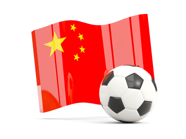 Soccerball with waving flag. Download flag icon of China at PNG format