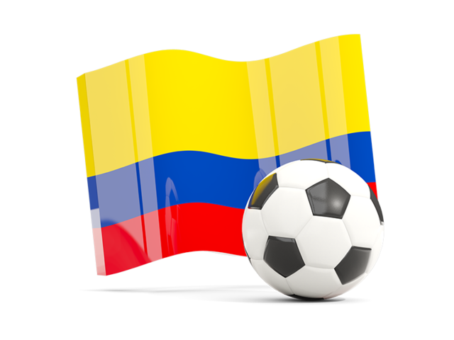 Soccerball with waving flag. Download flag icon of Colombia at PNG format