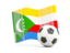 Comoros. Soccerball with waving flag. Download icon.