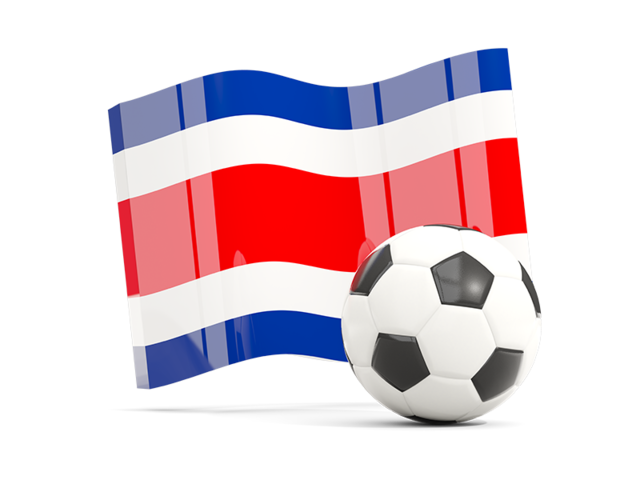 Футбольный мяч с волнистым флагом. Скачать флаг. Коста-Рика