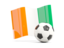 Cote d'Ivoire. Soccerball with waving flag. Download icon.