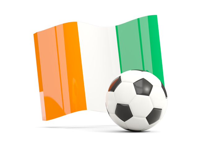 Soccerball with waving flag. Download flag icon of Cote d'Ivoire at PNG format