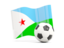 Djibouti. Soccerball with waving flag. Download icon.