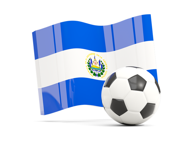 Футбольный мяч с волнистым флагом. Скачать флаг. Сальвадор