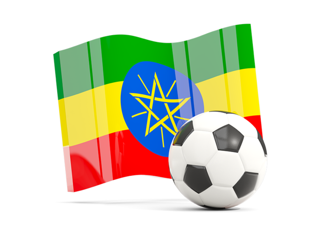Soccerball with waving flag. Download flag icon of Ethiopia at PNG format