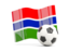 Gambia. Soccerball with waving flag. Download icon.