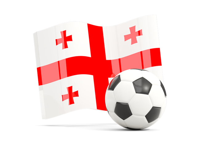Soccerball with waving flag. Download flag icon of Georgia at PNG format