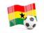 Ghana. Soccerball with waving flag. Download icon.
