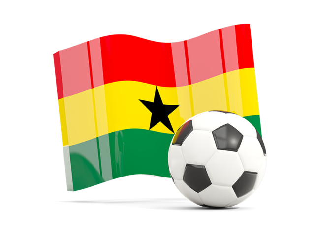Soccerball with waving flag. Download flag icon of Ghana at PNG format